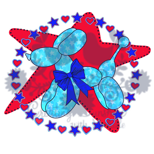 Patriotic Balloon Dog PNG Digital File