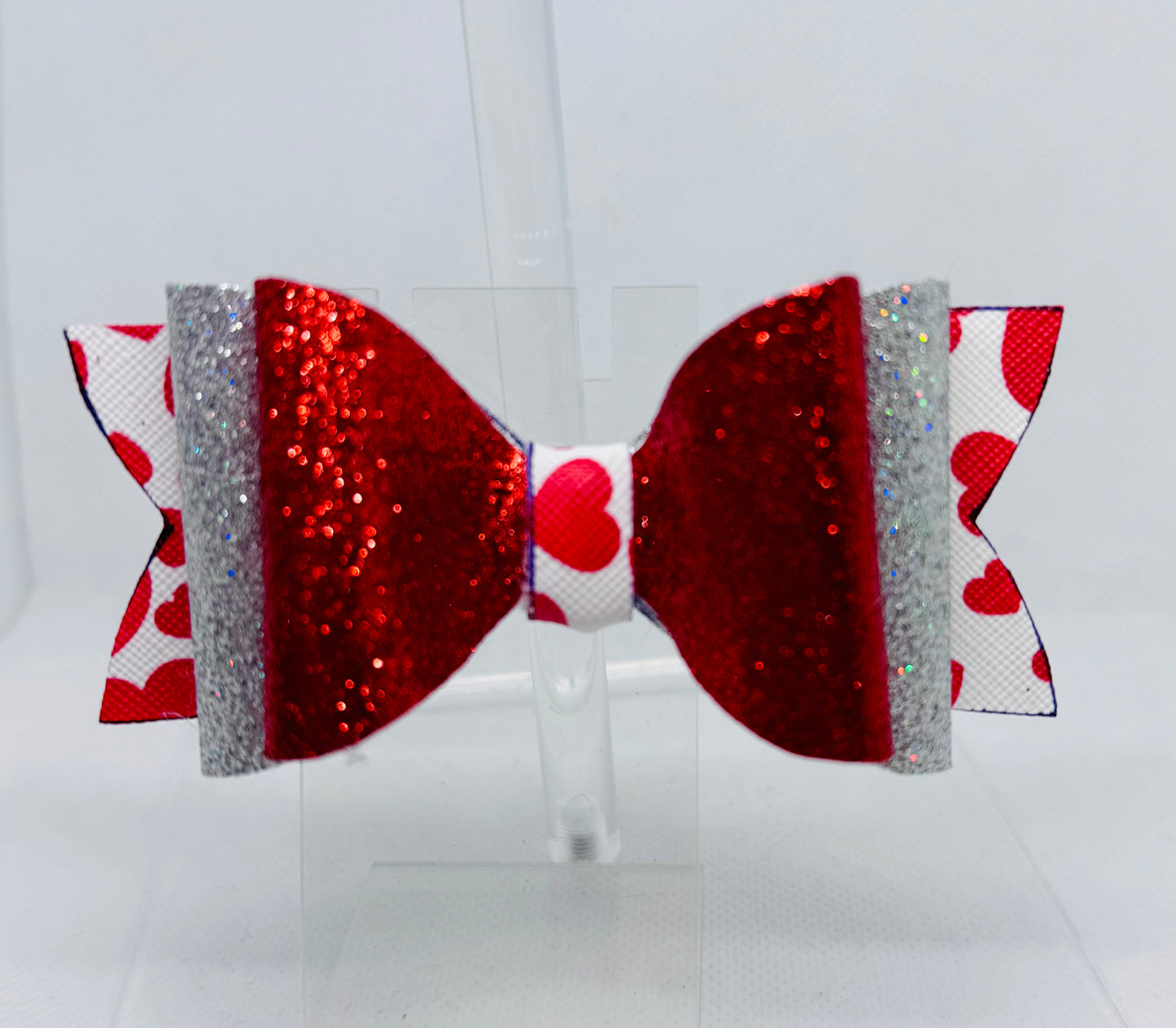 Glittery Valentine’s Faux Leather Bow