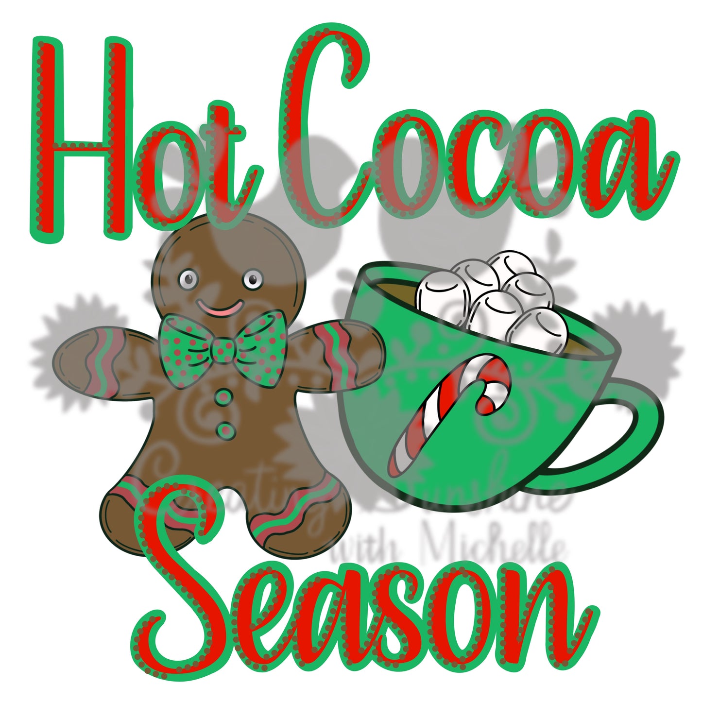 Hot Cocoa Season Gingerbread Mug PNG Digital File