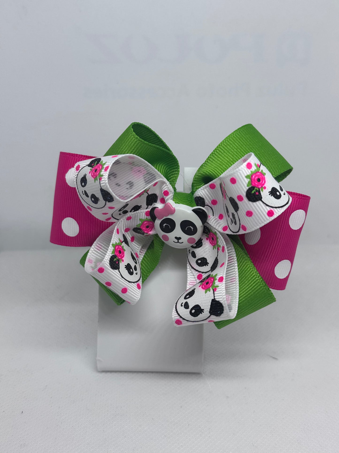 Polka Dot Panda Bow