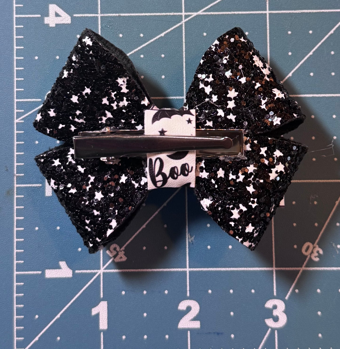 Boos and Bats Faux Leather Hair Bow