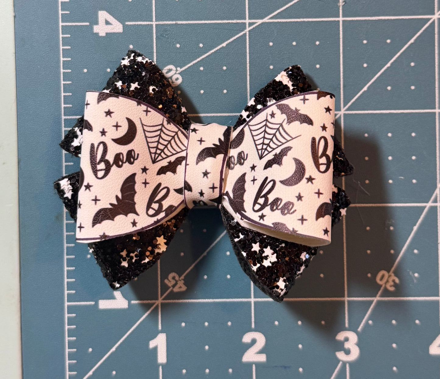 Boos and Bats Faux Leather Hair Bow