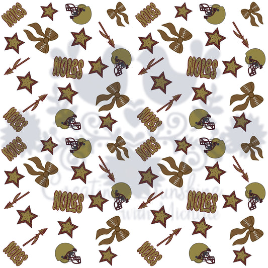 Noles Bow Collage Seamless Pattern PNG Digital File