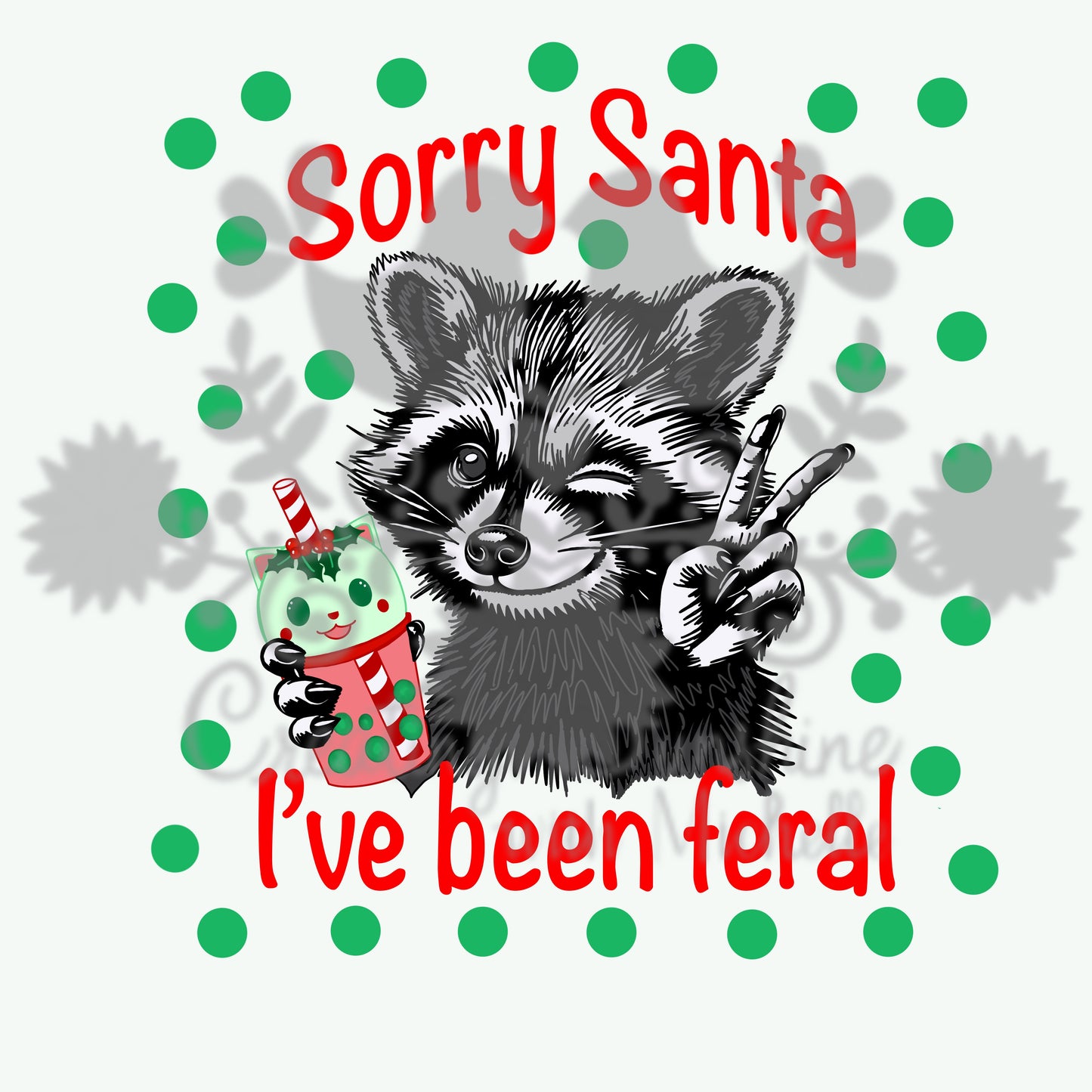 Raccoon Sorry Santa Feral PNG Digital File