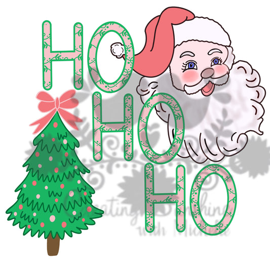 Ho Ho Ho Santa Tree PNG Digital File