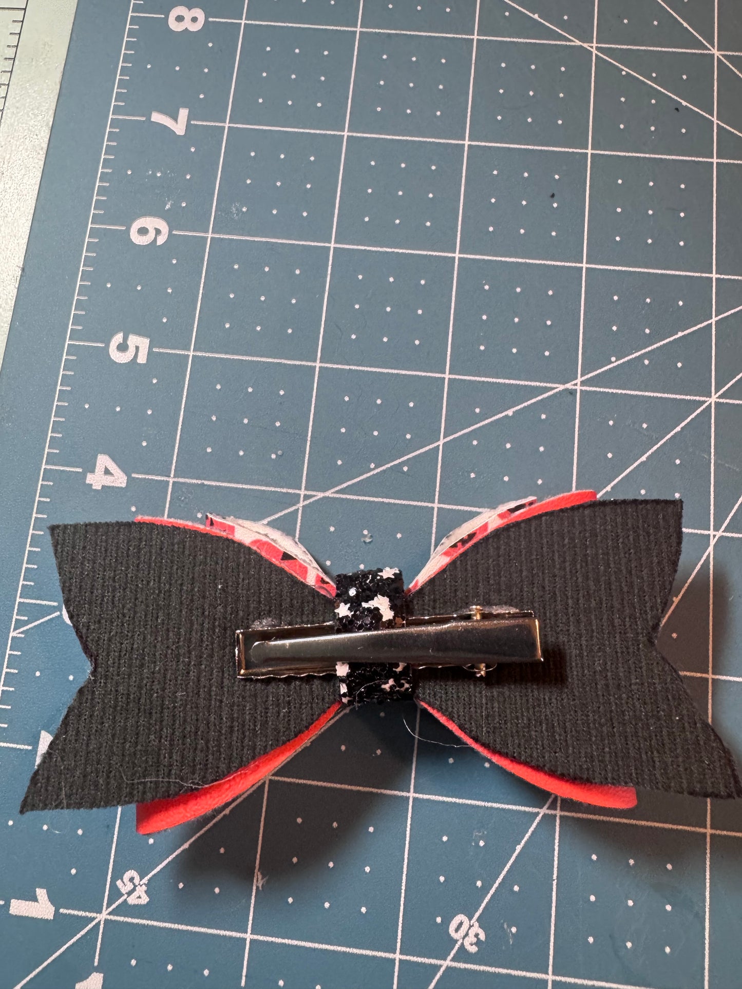 Happy Jack-o-lantern Faux Leather Hair Bow