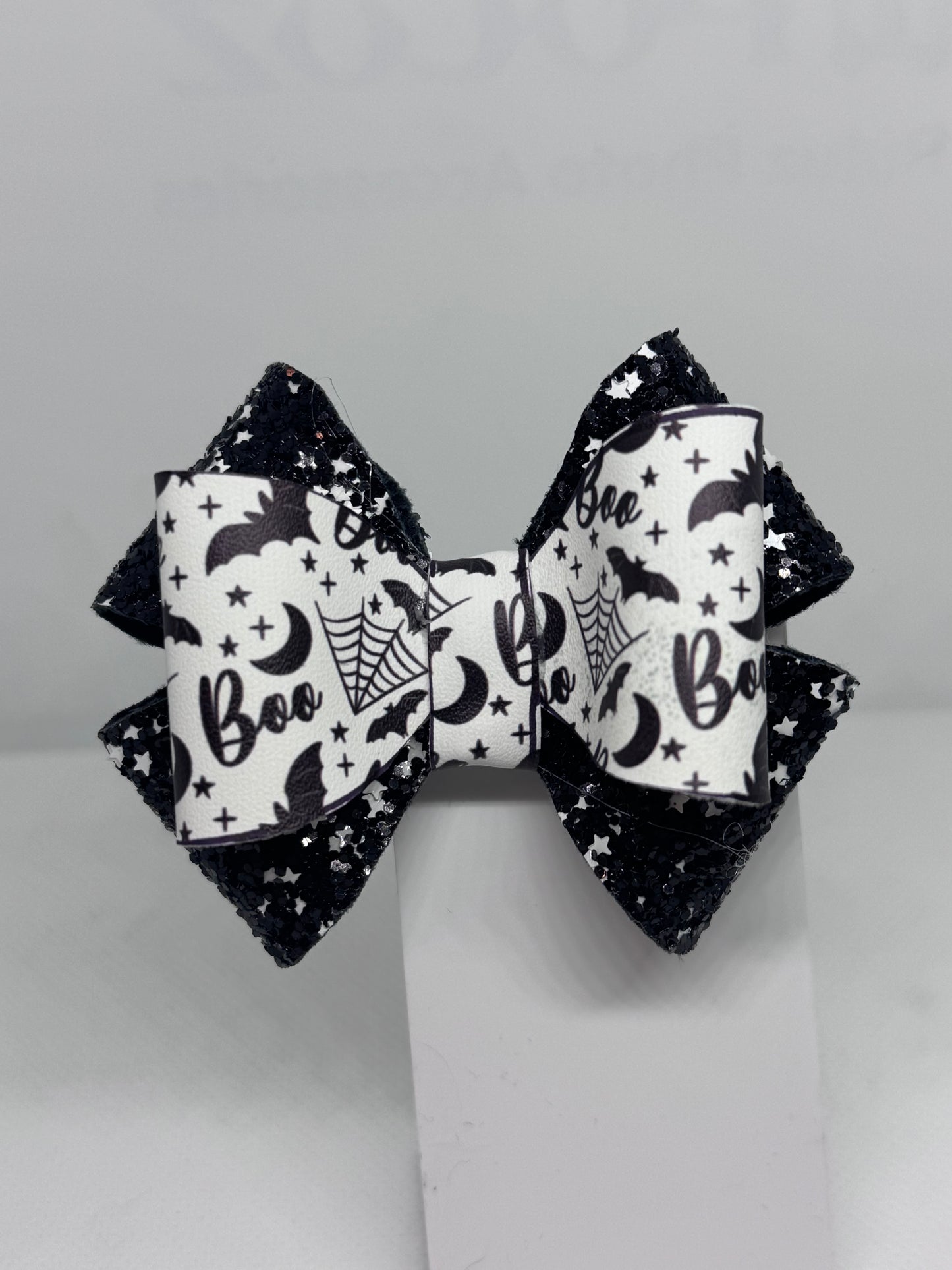 Boos and Bats Faux Leather Hair Bow