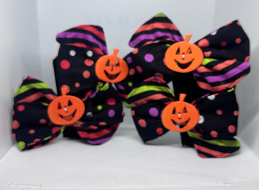 Halloween Dots and Stripes Pinwheel Hair Bow