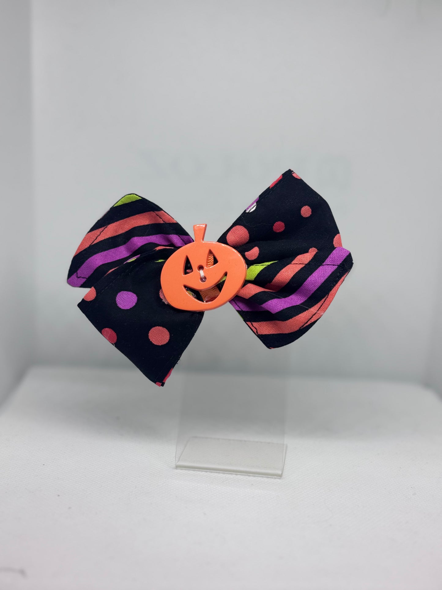 Halloween Dots and Stripes Pinwheel Hair Bow