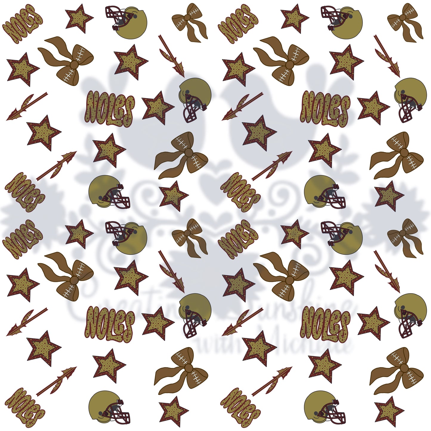Noles Bow Collage Seamless Pattern PNG Digital File